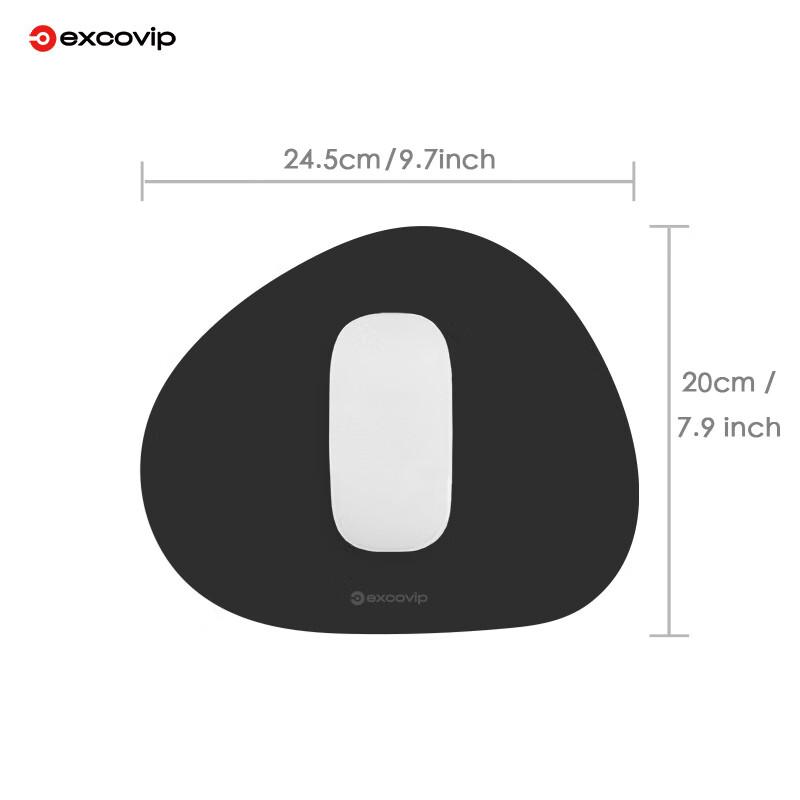 EXCO (EXCO) Black Round Triangular Leather Mouse Pad, Small Size, Laptop Desk Pad, Waterproof Leather, Gaming Mat, Portable And Washable, 0395