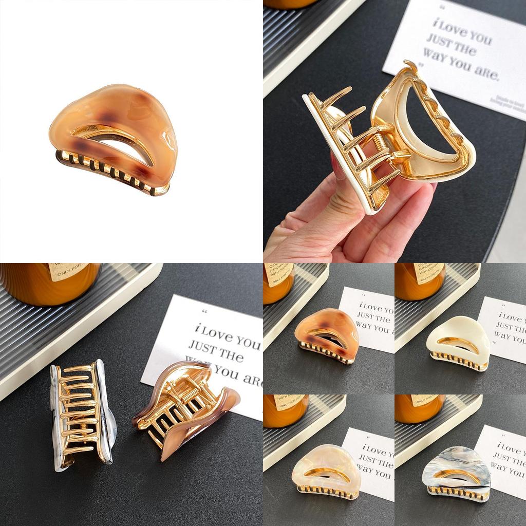 Elegante Presilha de Cabelo de Liga de Acetato Estilo Coreano Design Vintage Meia Lua Para Mulheres