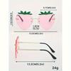 Strawberry Rimless Fashion Sunlasses Cute Candy-Colored Eyewear For Beach Parties And Dance Events Perfect Choice