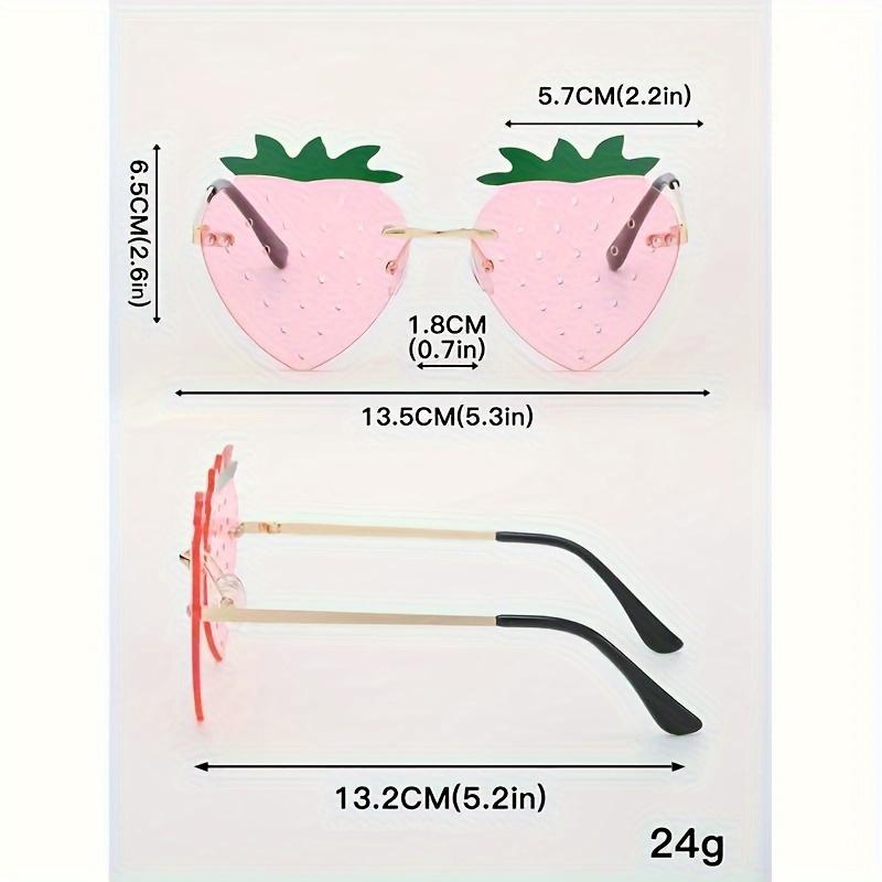 Strawberry Rimless Fashion Sunlasses Cute Candy-Colored Eyewear For Beach Parties And Dance Events Perfect Choice