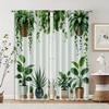 2 Pcs   Filtering Curtains (excluding Rods   Non-movable   Without Batteries) Bohemian Style Greenerybackgroundsuitable for Use In