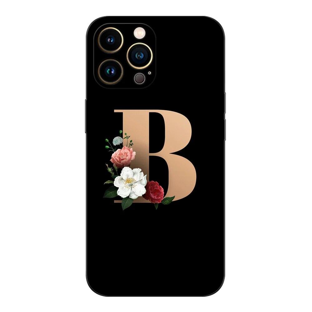 Чехол для телефона с цветочной буквой для iPhone Samsung Galaxy Redmi Xiaomi Oppo OnePlus Note SA 7 8 9 10 11 12 13 14 20 21 22 23 53 54 Pro Max Plus Ultra