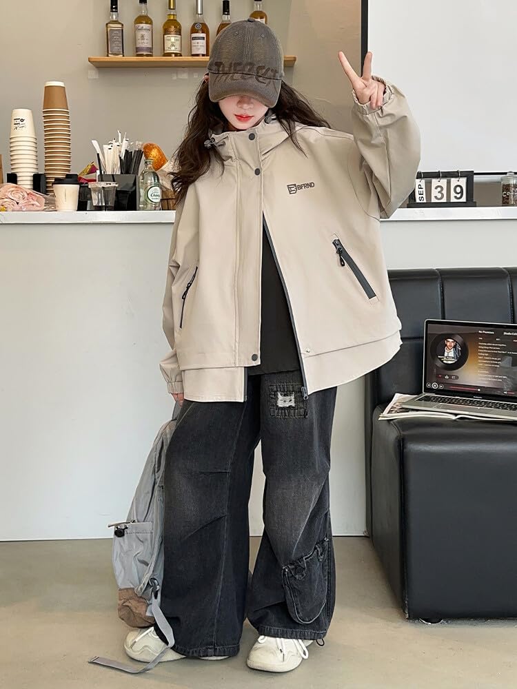 KOSIKINI Outdoor Mountain Sizes Korean Windproof Perfect for School and Sizes Girls' Jacket, Kids' Parka, Spring/Autumn, Girls' Hoodie, 120, 130, 140,