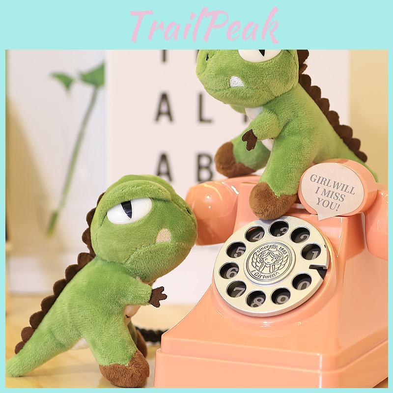 Dinosaur Plush Green Keychain With Embroidery Design For Backpack And Gift Use
