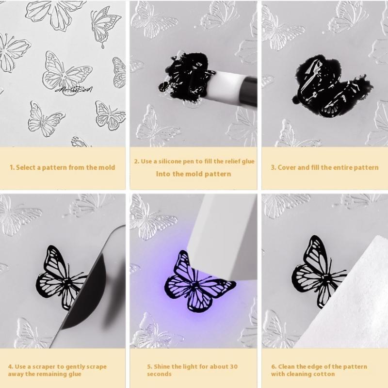 French Lace Silicone Nail Art Mold DIY Beauty Simple Line Reusable Handmade Tool for Nail Decoration Stamp
