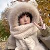 Cute Bear Hat Gloves Three In One Scarf Plush Hat for Women In Winter Riding Easy Outdoor High End Warm Hat