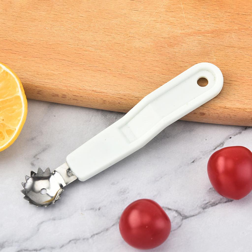 Nerezový nástroj na odstopkování a vykrajování jahod s ergonomickou rukojetí pro odstraňování jádřinců a semen ovoce, kuchyňská nezbytnost
