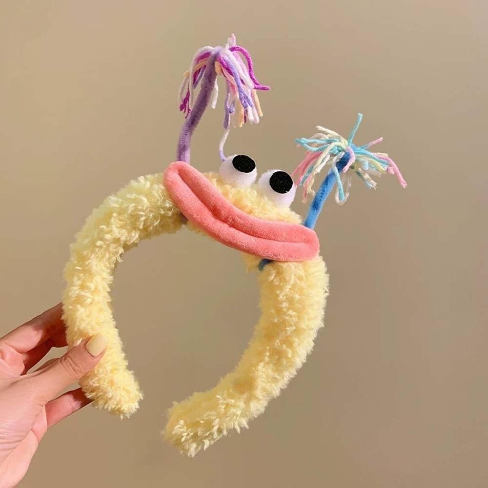 Colorful and Vibrant Adorable Hair Hoop Wacky Girls Cartoon Hairband Big Eyes Plush Headband  Women