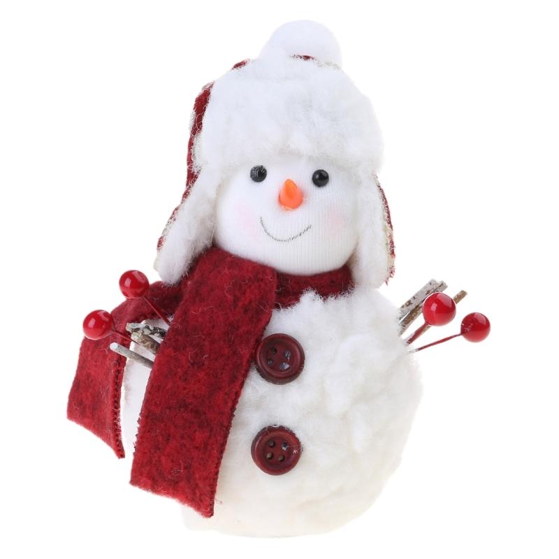 

Cartoon Scarf and Hat Snowman Figurine Plush Toy Cartoon Festival Snowman Stuffed Dolls Winter Christmas Desktop Decors S