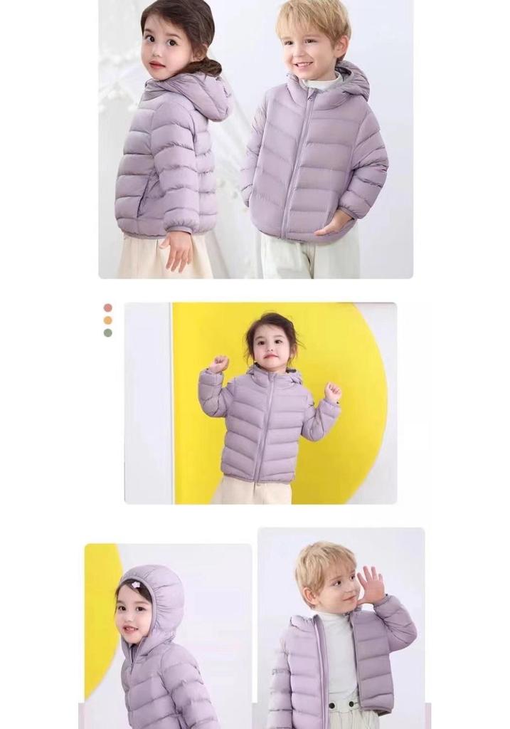 2025 Kids' Lightweight Hooded Down Jacket - White Duck Down for Boys & Girls