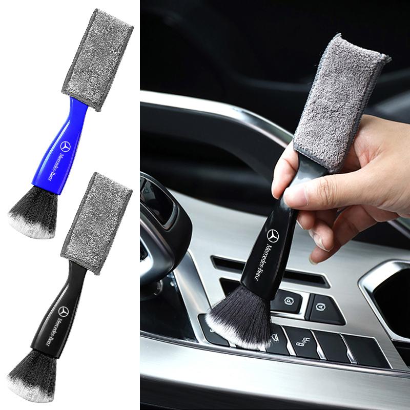 1pcs 2 In 1 Car Cleaning Brush Dashboard Air Outlet Gap Remove Dust Tools For Mercedes Benz AMG W204 W205 W212 GLC GLE GLS CLA