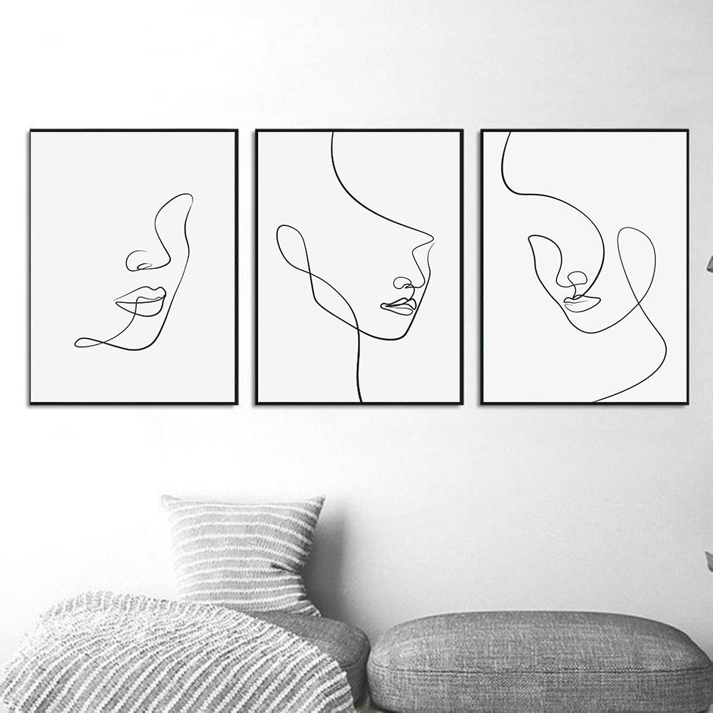 

Скандинавский минималистский персонаж, линия искусства, сексуальная женщина, лицо, настенная картина маслом