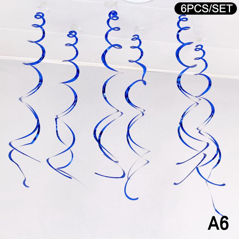 6Pcs Spiral Pendant Dangling Swirls Metallic Ceiling Hanging Streamers Ornament Christmas Wedding Birthday Balloons Decorations
