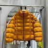 Small scissors European ribs stand-up collar down jacket women's winter new loose white duck down hooded warm jacket