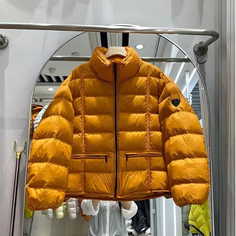 Small scissors European ribs stand-up collar down jacket women's winter new loose white duck down hooded warm jacket
