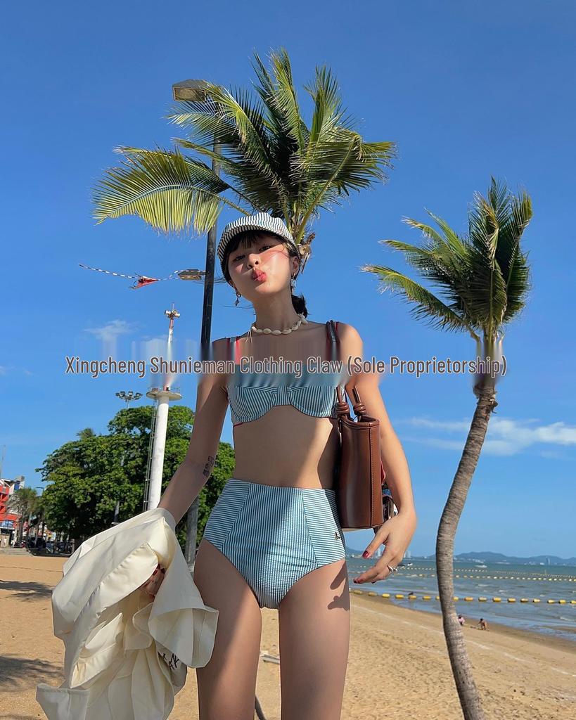 Women's Swimsuit: Split Bikini for Small Bust with Stylish, Pure Desire Design - High Sense Swimwear for Hot Springs