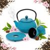 CAST IRON KETTLE 1.5L TEAPOT 2x CUPS TEA INFUSER + STRAINER