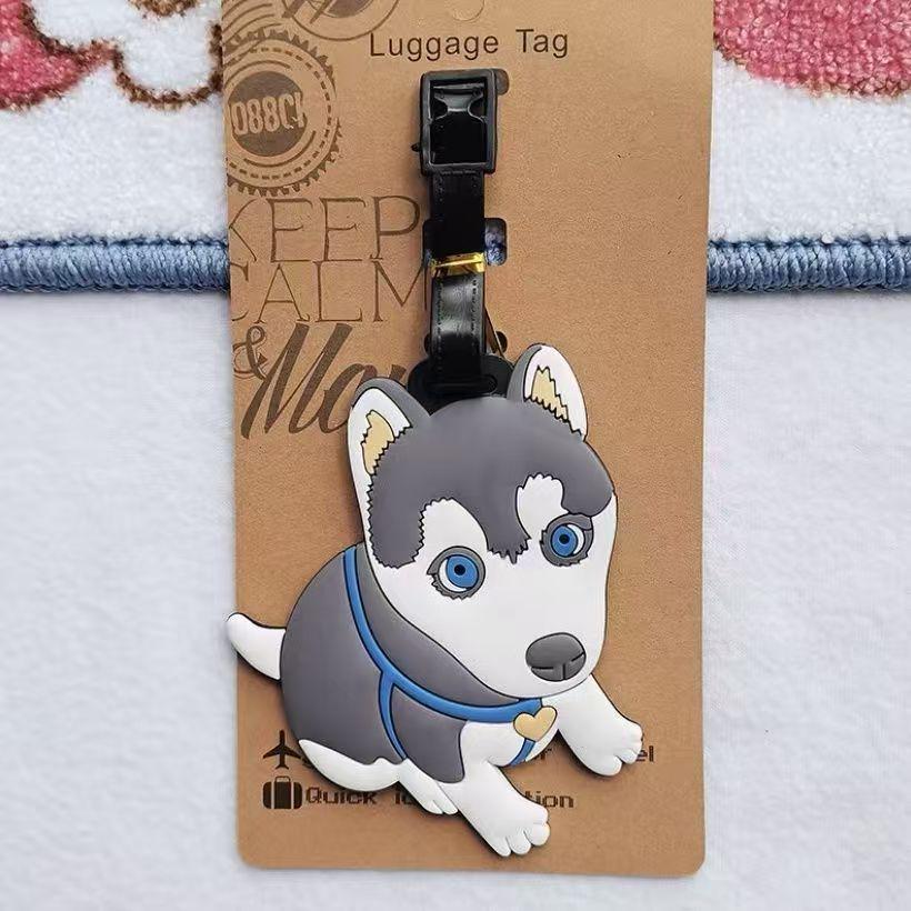 Etichetă moale din cauciuc pentru bagaje, cu desene animate: Bichon Maltez, Golden Retriever și Corgi