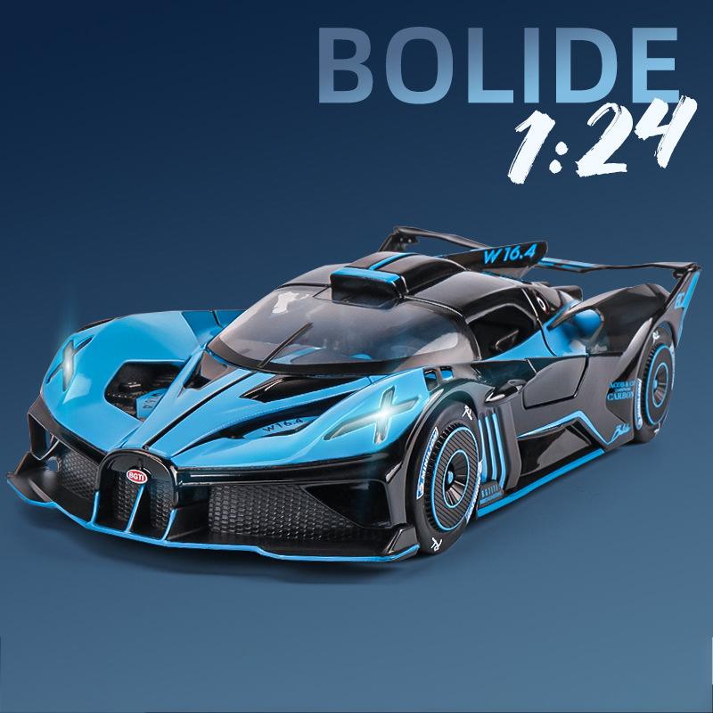 1:24 Bugatti Bolide Alloy Sport Car Model Diecast Sound And Light Pull Back  Toy Collecting Hobbies Children's Birthday Toy Gift
