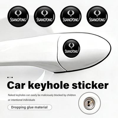 For SsangYong Car Logo Door Key Lock Hole Sticker Keyhole Cover Auto Accessories Actyon Tivoli Rodius M200 Chairman Sport