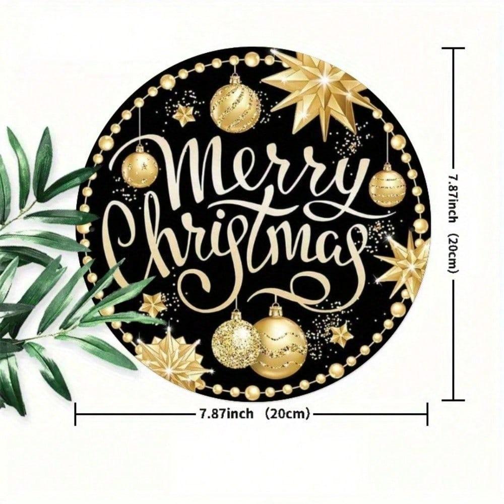 Vintage Round Metal Tin Sign Wall Art Christmas Holiday Decor Home Gift