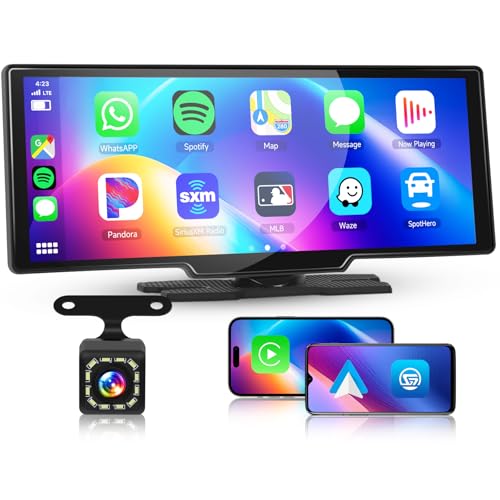 

Hodozzy Портативная автомагнитола, Беспроводной CarPlay/Android Auto/Super Link, 10.26 HD 1080P экран, Bluetooth, Голосовое управление, Обновление по воздуху (OTA), FM/TF/AUX,