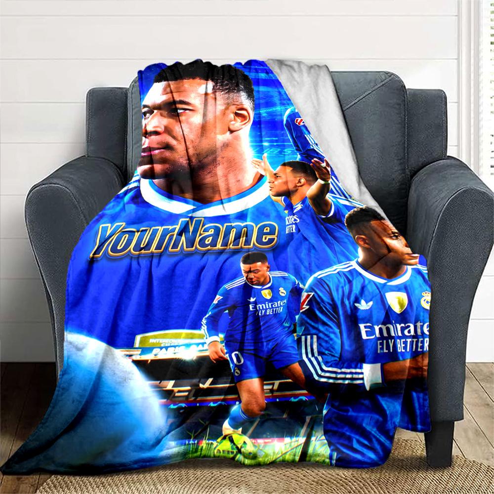 Mbappe Customize Your Name Blanket Multi-purpose Personalized Blanket Durable Comfort Great for Office Chair Living Room Home Decor Chair