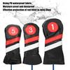 3PCS PU Leather Waterproof Thicken Lining Golf Putter Head Cover Wooden Club Headcovers AccessoryBlack
