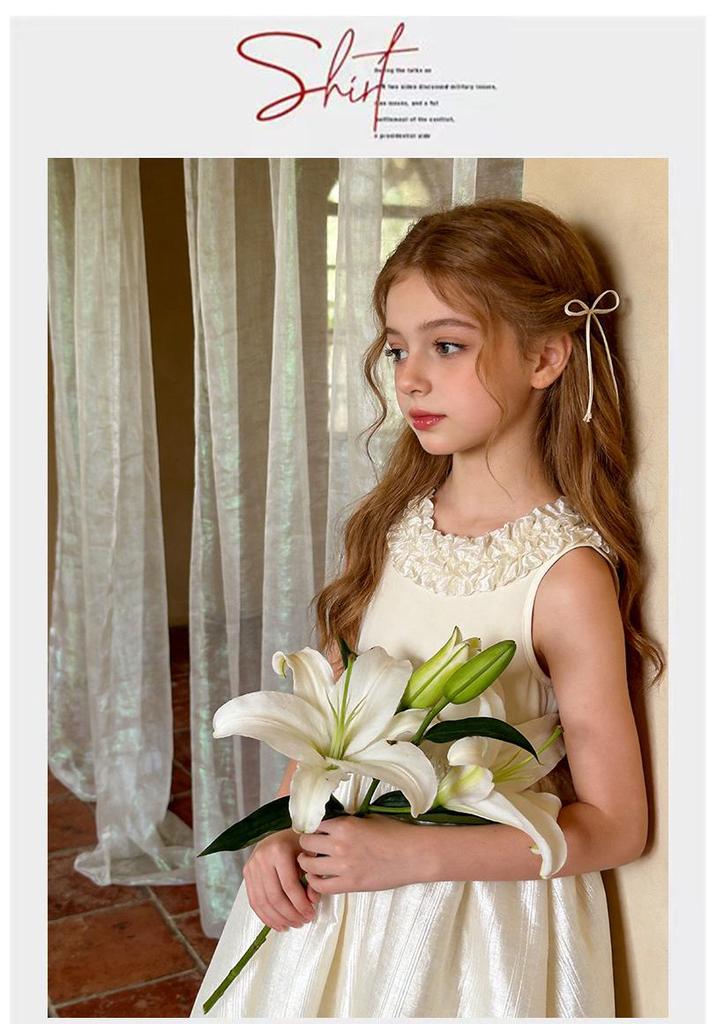 Girls' Korean Style Summer Princess Dress with Lace Collar