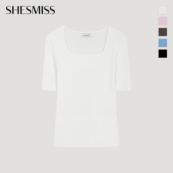  She S miSS  Deep Square Neck Short Sleeve Knit SSkpoo22540