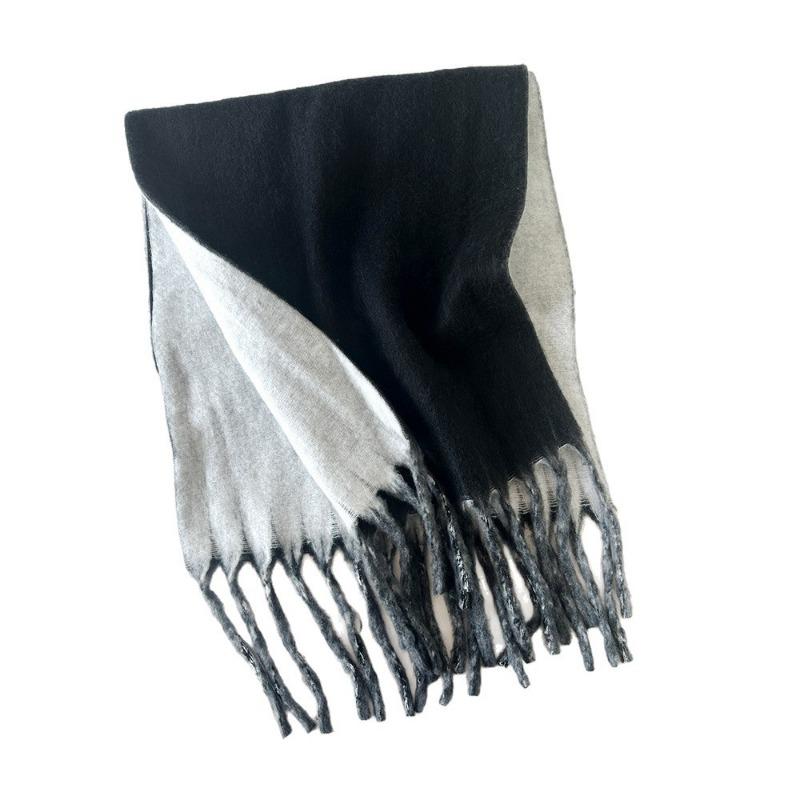 Autumn and Winter Scarf New Women's Shawl Long Fringed Beard Green Thickened Solid Color Scarf
