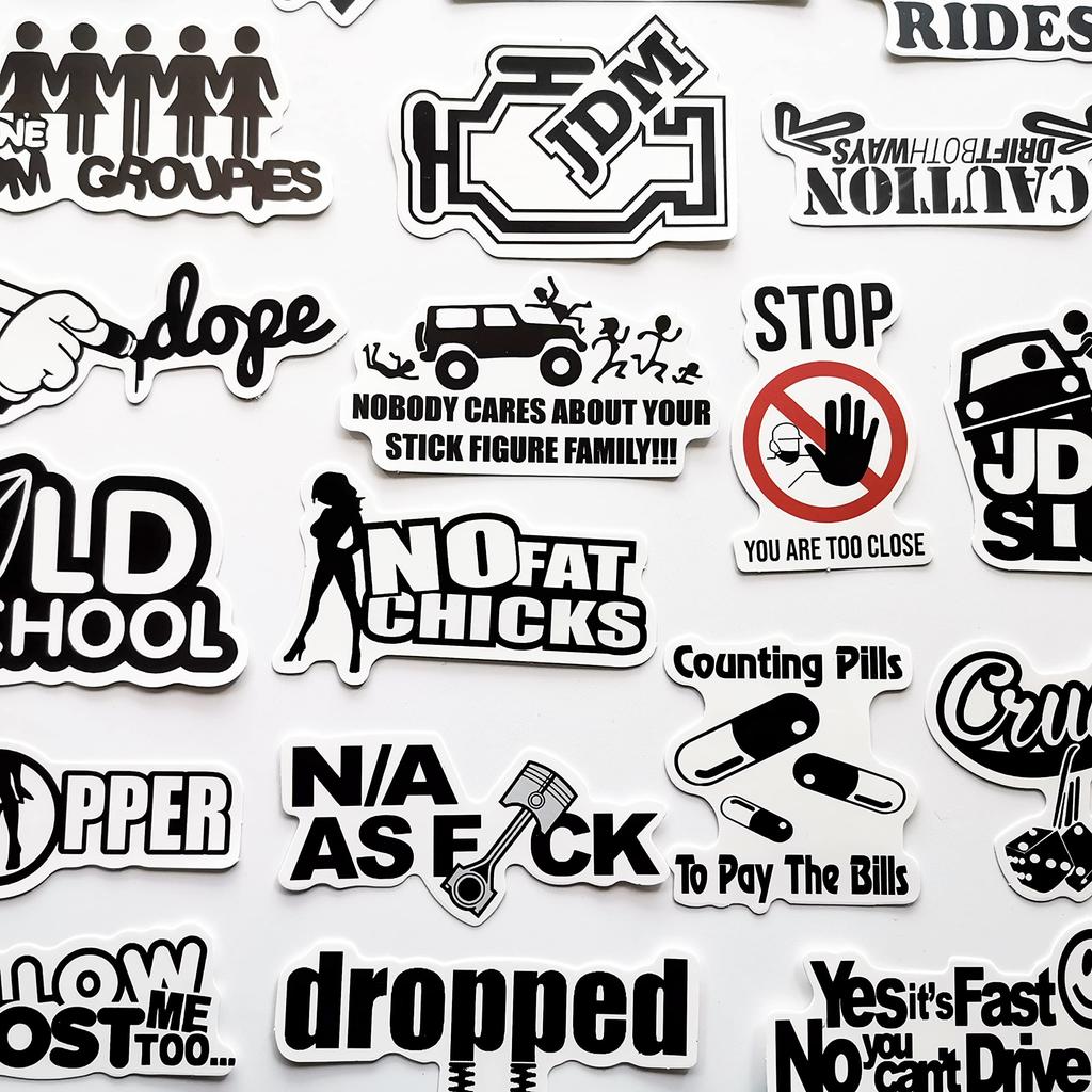 50 ks Vtipné USDM Herafra Sticker Bomb Paródia Nálepky JDM Drift Pretekárske Auto Nálepky