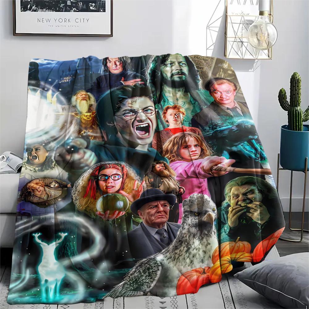 1Pc Magic School Story Print Flannel Blanket, High quality Comfortable for All Seasons, Home Decor, Warmth and Comfort, Perfect for Gifts