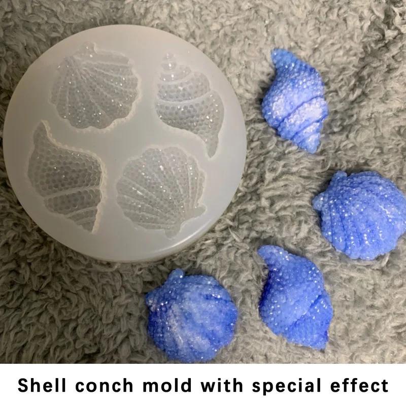 Creative Design Shell Conch Mirror Epoxy Silicone Abrasive Simulation Craft Ornament Chocolate Mold Kitchen Cake Baking Tool
