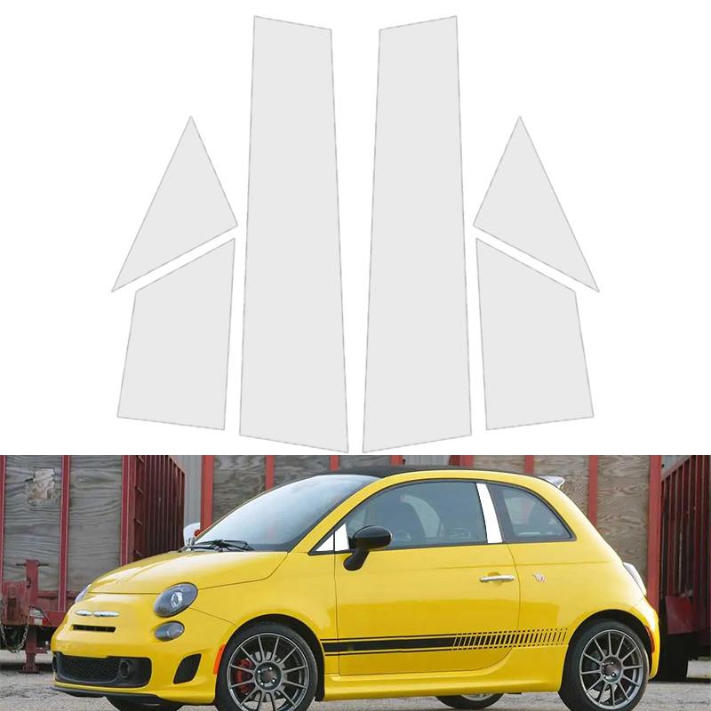 6Pcs Silver Car Door Window Column BC Pillar Post Cover Trim PC Material Sticker Fit For Fiat 500 2010-2020