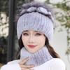 Fur Rex Rabbit Hair Hat Women's Winter Neck Cover Two-piece Warm Korean Version Fashion Beautiful Mom Snow Hat Travel