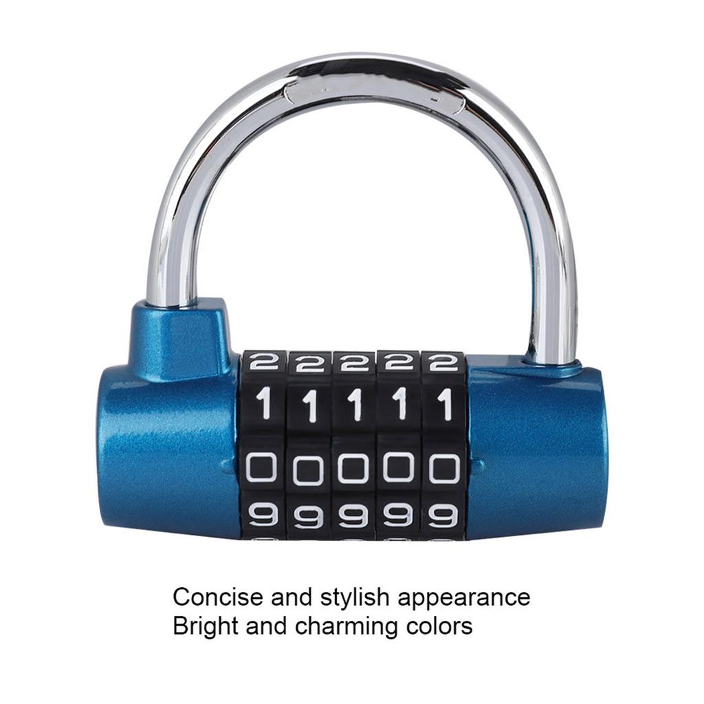 5 Digit Code Lock Padlock U shaped Suitcase Door Combination Lock Blue
