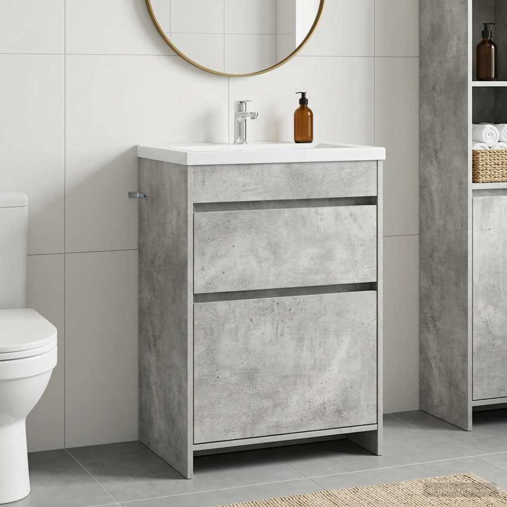 Bathroom Vanity Unit Concrete Grey 56 x 37.5 x 81 cm Particleboard