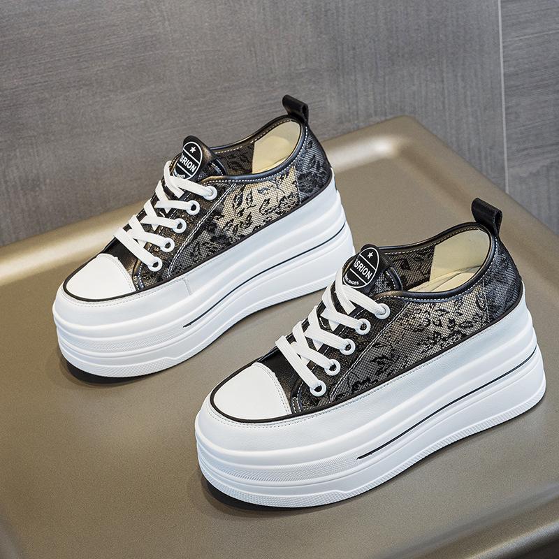 

Women s 2025 Summer Thick-Soled Mesh Shoes with Hidden 7cm Heel - Versatile, Comfortable & Breathable Casual White Sneakers 34