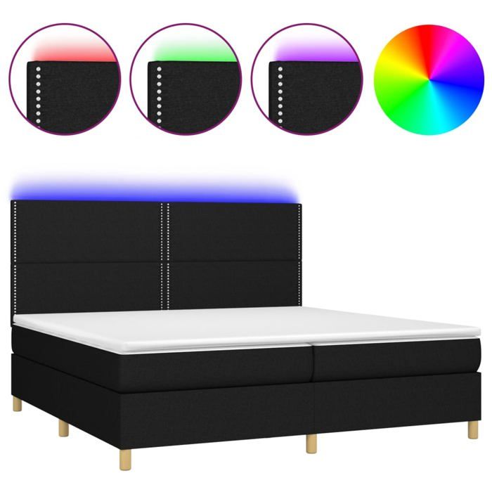 Maison Exclusive - Sommier à lattes de lit et matelas et LED Noir 200x200 cm Tissu