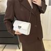 New Simple Texture 2024 Spring Solid Color Embroidery Thread Diamond Chain Fashion Lock Crossbody Shoulder Small Square Women's Bag