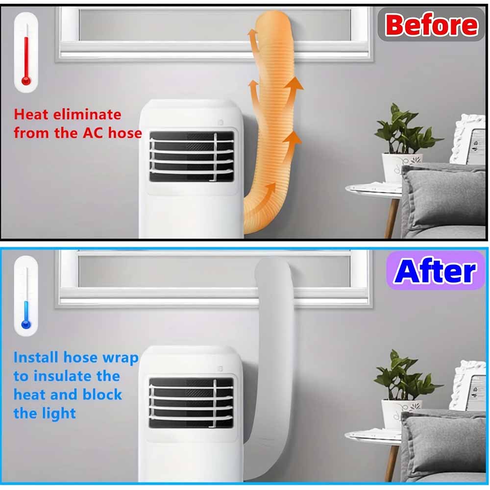 Portable Air Conditioner Hose Cover,Upgraded AC Hose Cover Wrap Fit for 5.1"& 5.9" AC Hose Reduces Heat Or Cool Air Leakage