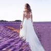 Women's Sexy Long Sleeve See-Through Lace Wedding Bridesmaid Dresses Open Dress