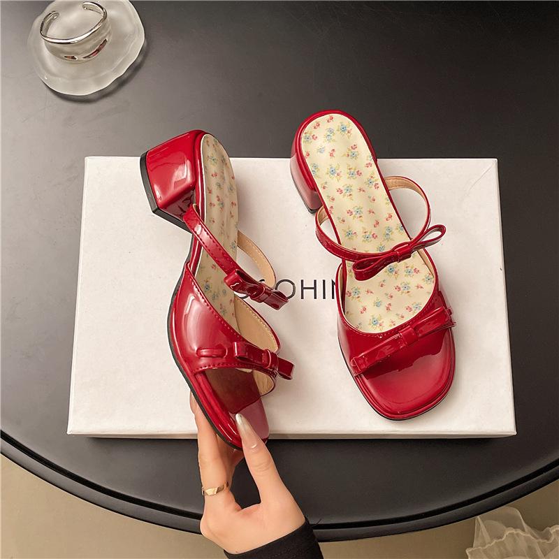 Beautiful Fish Mouth Cool Slippers Women's Summer Wear 2025 New Fashion Fairy Style with Skirt Thick Heel High Heels Women