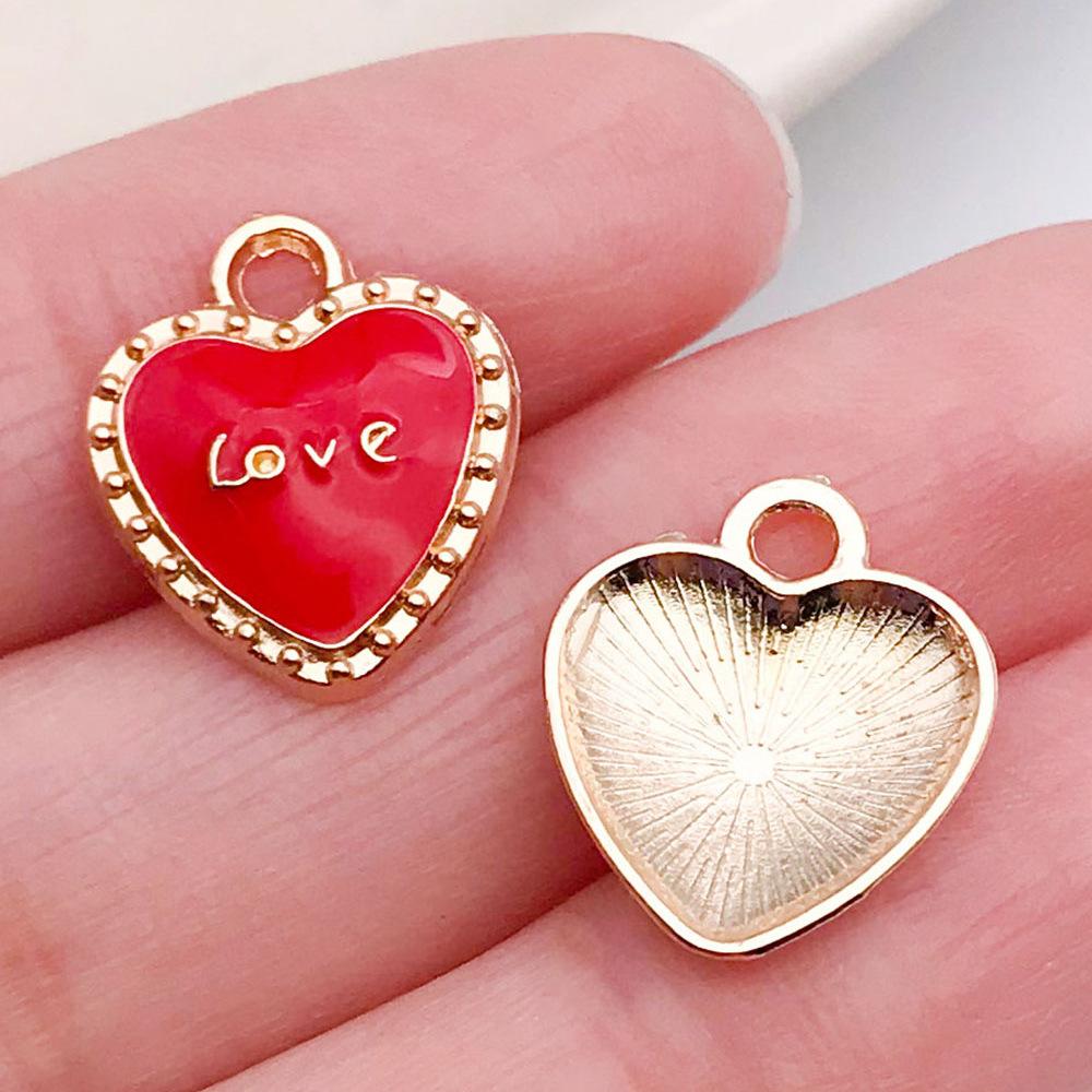 Red And Love Heart Peach Jewellery Accessories Diy Bracelet Keychain Necklace Pendant Alloy Oil Drop