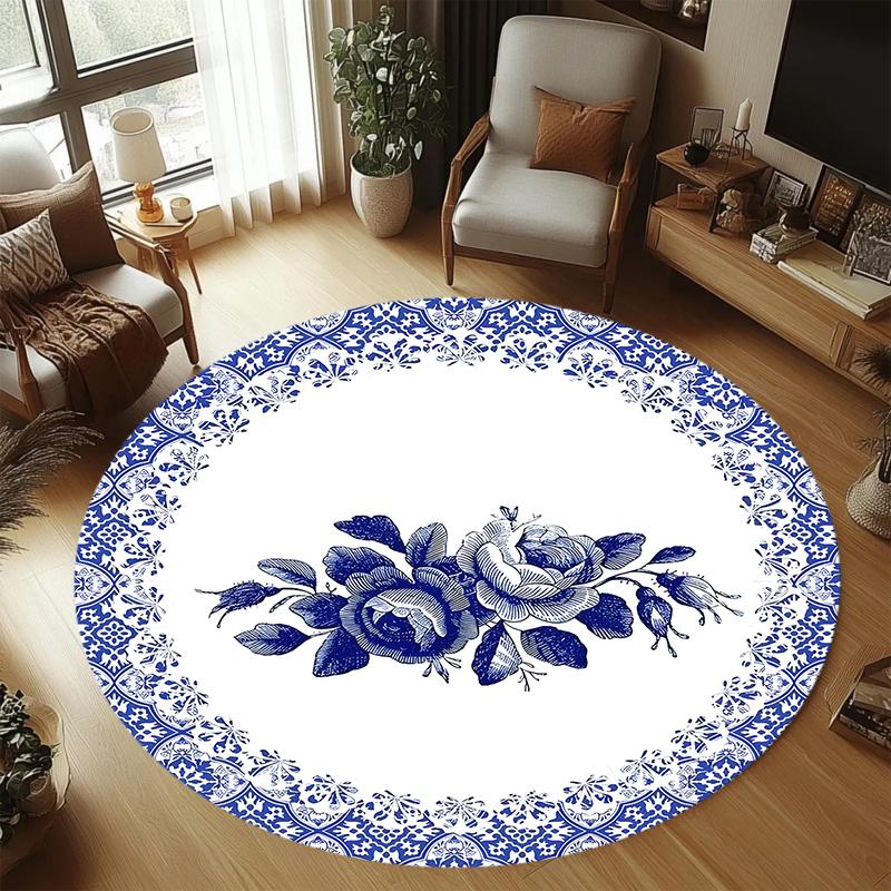 Blue White Porcelain Carpet Mat Rug Home Decoration Living Room Bedroom Floor Decor Vintage Chinese Style Non Slip Rugs
