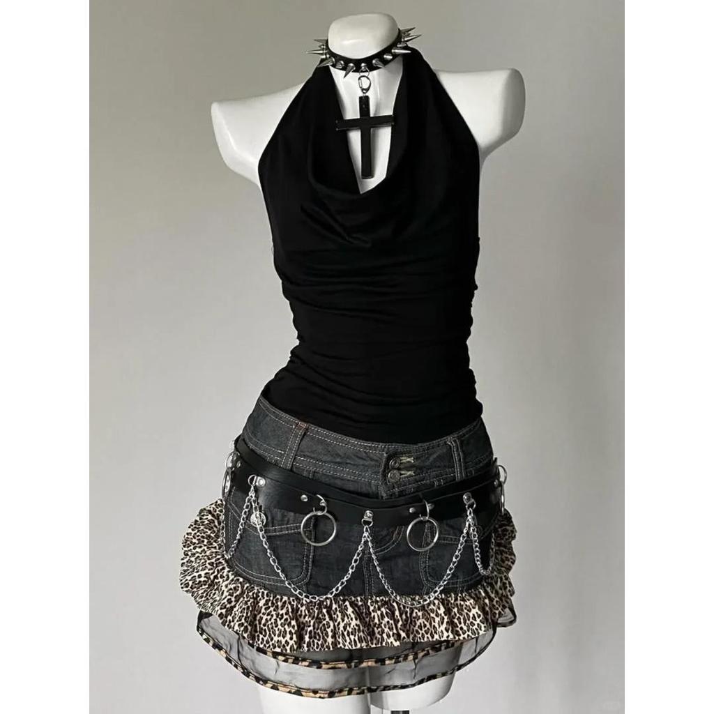 Trendy Black Halter Cowl Neck Slimming Tank Top for Women