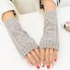 Rhombus Pattern Knitting Half Finger Gloves for Fall Winter Supplies