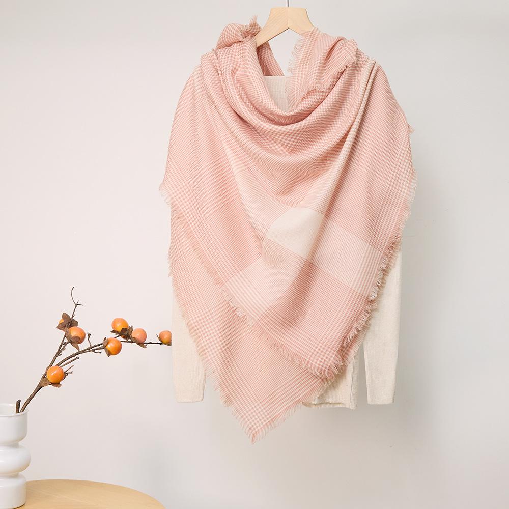 

Merino Wool Women s Winter Plaid Scarf Shawl with Tassels