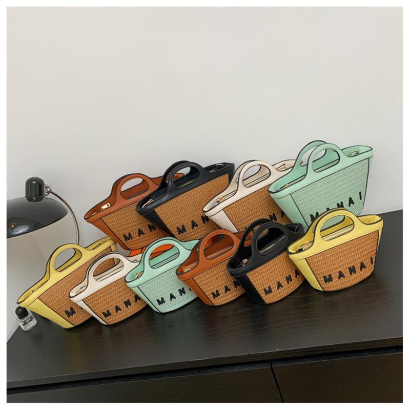 Fashion Hotest Hotest Straw Bag Bucket Bag Big Rattan Shoulder Bags Large Capacity Woven Bag Hand-Made Handbags
